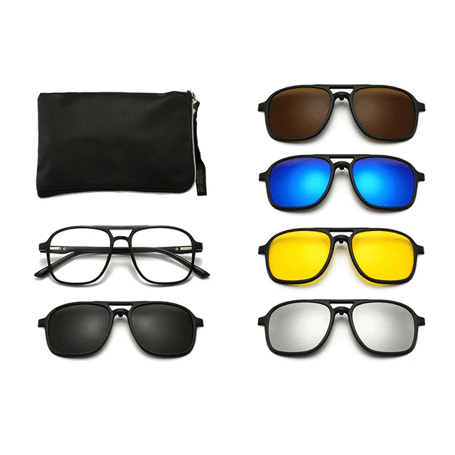 Óculos de Sol 6 em 1 Multicor - Polarized™ + Porta Óculos - lojaplanetoferta.com